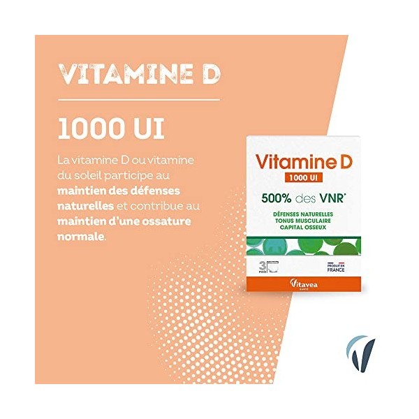 Vitavea - Vitamine D 1000 UI - Complément Alimentaire Défenses naturelles, Immunité - Défenses Naturelles Renforcées, Maintie