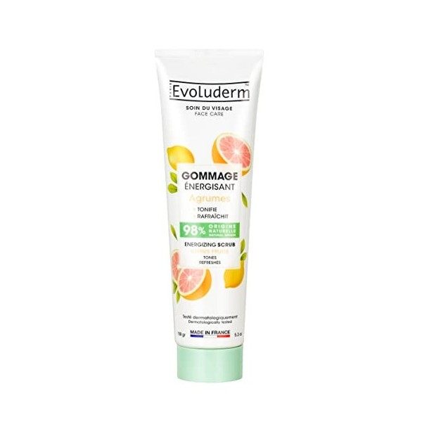 EVOLUDERM - Gommage Énergisant Agrumes - 150 ml - 98% dIngrédients dOrigine Naturelle - Fabrication Française