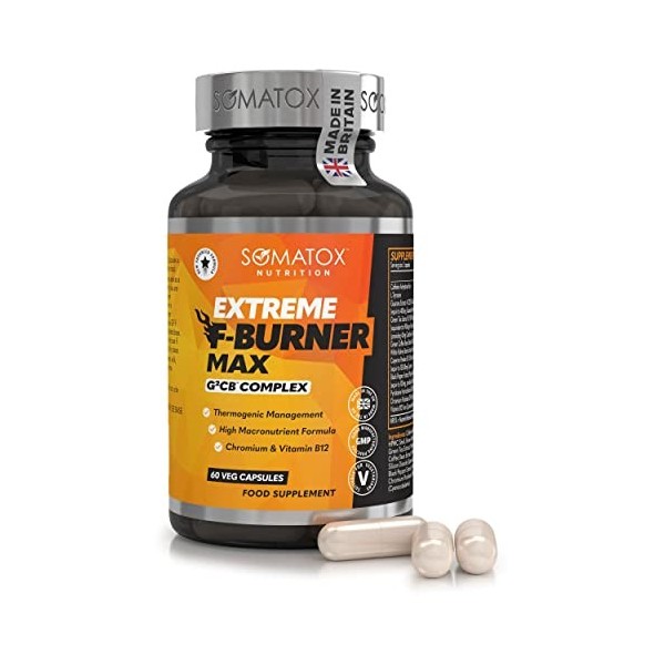 Extreme Fat Burner Max 2.0 – G²CB™ Advanced T5 Pilules de régime pour perte de poids et métabolisme | B12, L-carnitine, thé v