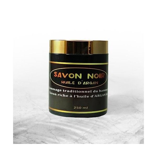 Savon Noir Enrichi à LHUILE dARGAN BIO du MAROC - Gommage corps et Visage- Hammam- bain-douche-Savon exfoliant doux texture