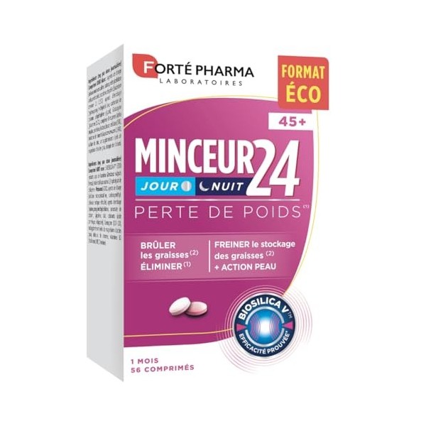 Forté Pharma - Minceur 24 45+ | Complément alimentaire minceur femme de 45 ans et plus - Elimination - Brule graisse | Collag