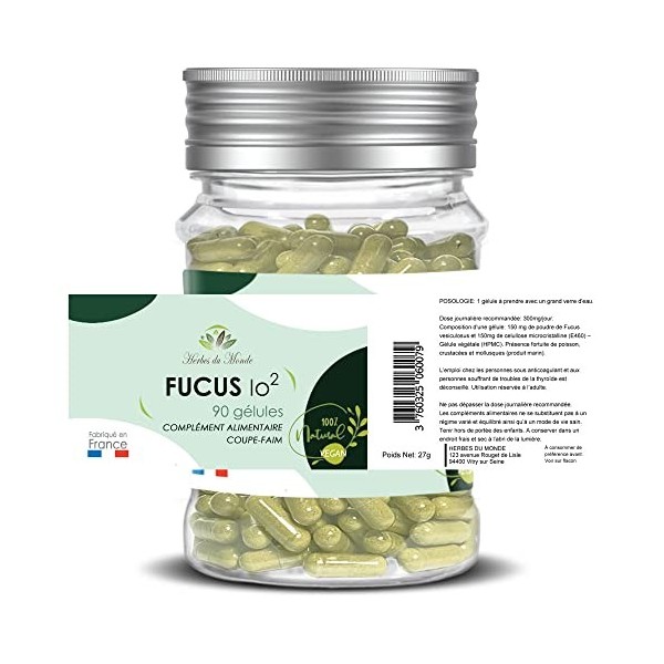 Herbes du Monde - Fucus IO2 Phyto-actif 90 Gélules: Complément Alimentaire Coupe-faim & Aide Minceur, Fabriqué en France, Sou