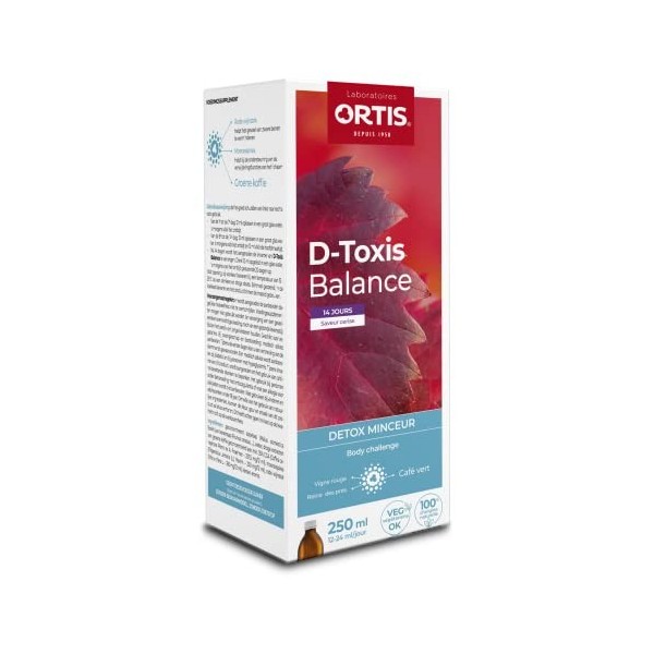 Ortis - D-Toxis Balance Cerise 250 ml - Détox Minceur - Complément Alimentaire pour Déstocker les Graisses Accumulées - Aide 