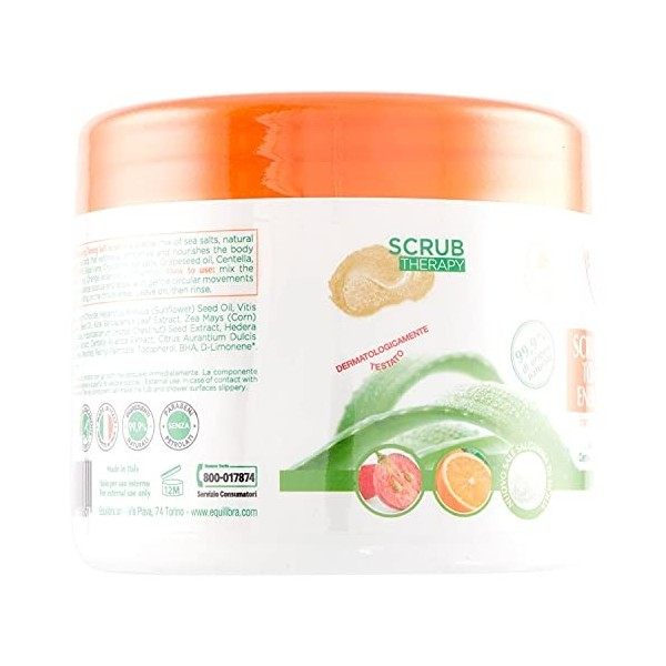 Equilibra Corpo, Scrub Salino Tonifiant Énergisant, Scrub Corps Tonifiant et exfoliant, pour une peau lisse et nuisible, avec