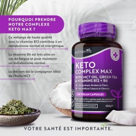 Keto Complex Max – Huile TCM, Thé Vert, Vitamines et Minéraux – Compatible avec des régimes pauvres en Glucides et régimes Cé