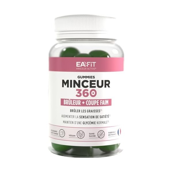 MINCEUR 360 Gummies EAFIT | Coupe faim et bruleur | Réduit les sensations de faim | Brûleur de graisses | Contient du Chrome,