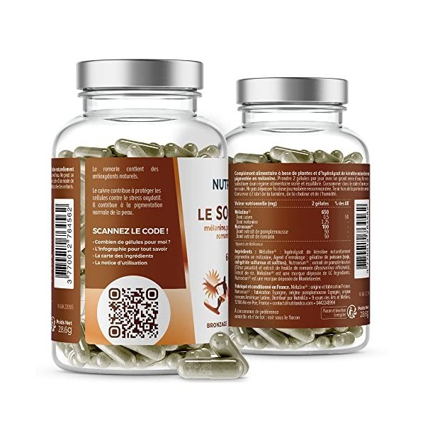 Nutri&Co Le Solaire - Complément Alimentaire Accélérateur de Bronzage - Formule 2en1 Bronzage + Antioxydant - Teint Naturel s