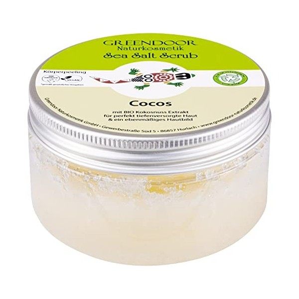 Greendoor Sel de mer Gommage Coco, Sel de mer Corps Peeling sans Plastique, de la Manufacture de Cosmétique naturelle