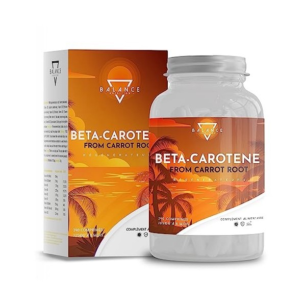 BETA CAROTENE - 240 COMPRIMES 8 mois | Autobronzant Gelule | Bêtacarotène pour un Bronzage Fort, à partir d’Extrait de Caro