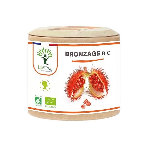 Autobronzant Naturel - Bioptimal - Complément Alimentaire - Activateur Accélérateur de Bronzage de la Peau- 100% Poudre Urucu