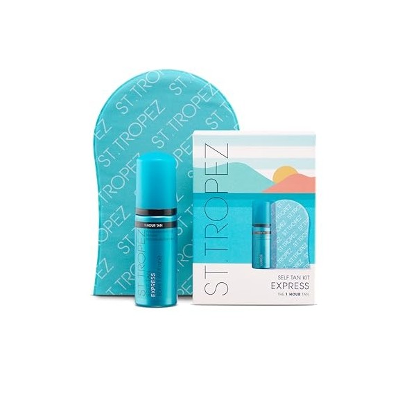 St.Tropez Kit de démarrage autobronzant Express Mousse 50 ml, gant applicateur, se développe en 1 à 3 heures, finition sans t