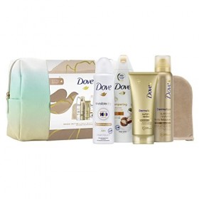 Dove Gradual Trousse de toilette auto-bronzante ultime pour elle, déodorant, gel douche et gant dapplication faux bronzage, 
