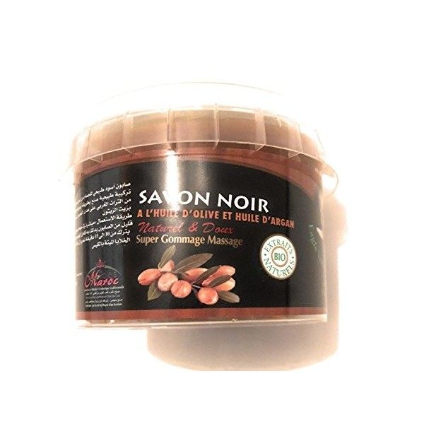 Savon noir hammam bio à lhuile dargan 250 gr- gommage adoucissant et purifiant 100% naturel