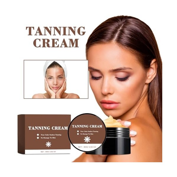 Crème de Bronzage 2 Pièces, 80g Lotion de Bronzage Nourrissante Longue Durée Autobronzante Accélérateur Crème de Bronzage pou