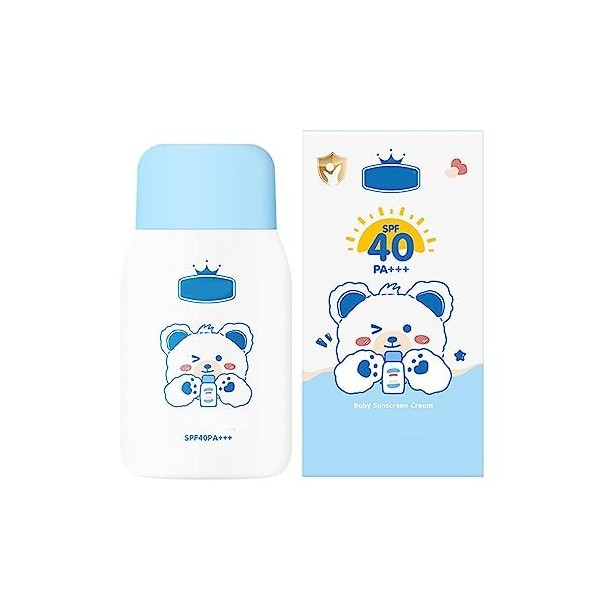 Crème solaire pour enfants bébé spécial enfants en bas âge avec écran solaire physique 60g Autobronzante Sky Blue, One Size 