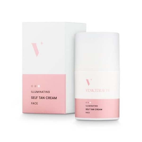 VENICEBEAUTY Illuminating Face Tan Cream - Crème autobronzante pour le visage, nourrissante, sans taches, pour tous les types