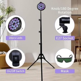 OXFUZZ Lampe De Bronzage 54w 395nm,Lampe De Sol LED Pliable-18pcs LEDs,Lampe Auto-Bronzante Portable pour Le Visage Et Le Cor