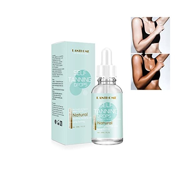 MKNZOME Autobronzant Visage et Corps,Bronzing Drops Accelerateur de Bronzage Hydratante Self Tanner Bronzage Rapide et Nature