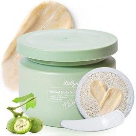 Liillya Gommages corporels pour femme Exfoliation avec luffa et cuillère à gratter Gommage corporel aux noix, avec du niacina