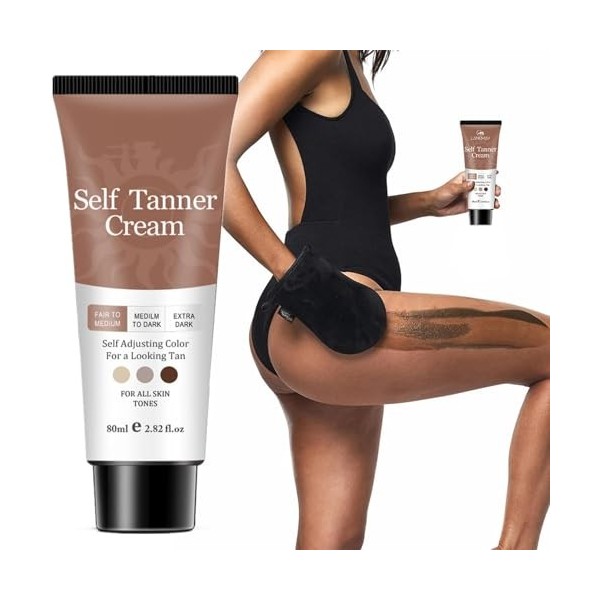 Lotion bronzante autobronzante Self Tanner - 80 ml - Avec ingrédients naturels et biologiques - Lotion bronzante sans soleil 