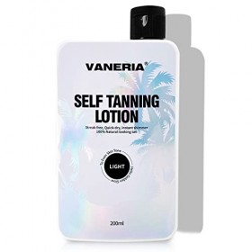 VANERIA Autobronzants Pour Le Corps, Self Tan Lotion de Bronzage Avec Un Gant Autobronzant Gratuit. 200ML Light Brown 