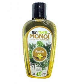Tevi Monoi de Tahiti Vanille pur 99%, Sublime Vanille, autobronzant naturel, accélérateur de bronzage pour le corps et cheveu