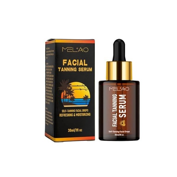 RoseFlower Sérum Autobronzant Visage - 30ml, Sérum Autobronzant Visage Hydratant, Gouttes Autobronzantes, Kit de Bronzage Pro