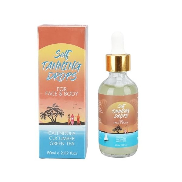 Saluaqui Gouttes Autobronzantes Bronzantes Foncées de 60 Ml, Hydratantes avec un Teint Uniforme pour un Bronzage Soleil, Gout