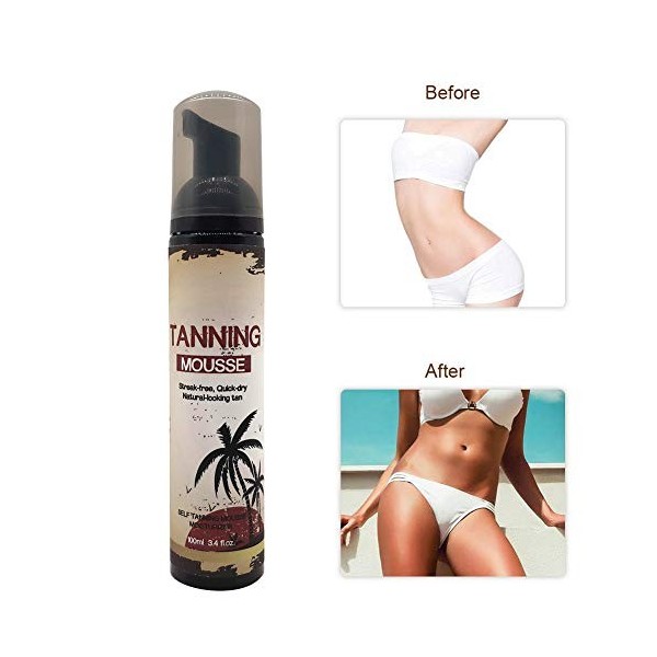 Lotion de Bronzage Autobronzante Hydratante Longue Durée de 100 Ml, Crème pour le Corps, Capuchon pompé, Conception de Protec