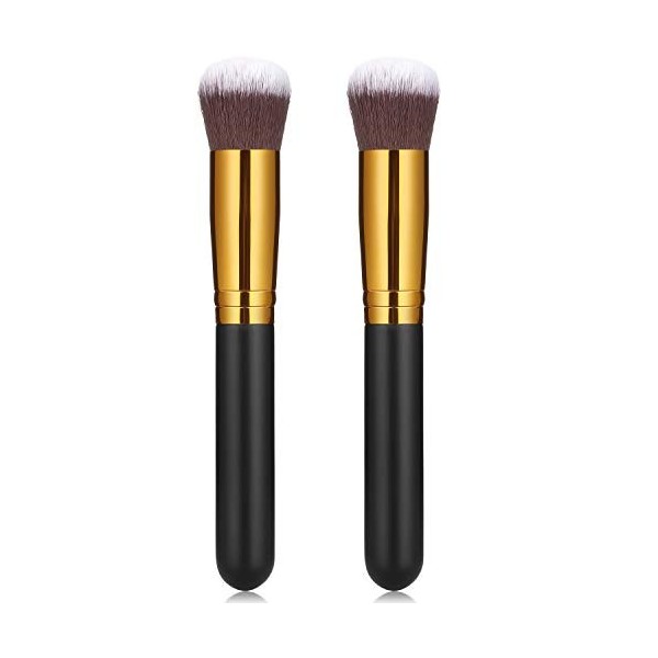 Lot de 2 grands pinceaux autobronzants Kabuki pour fond de teint sans soleil - Application facile sur le visage et mélanger l