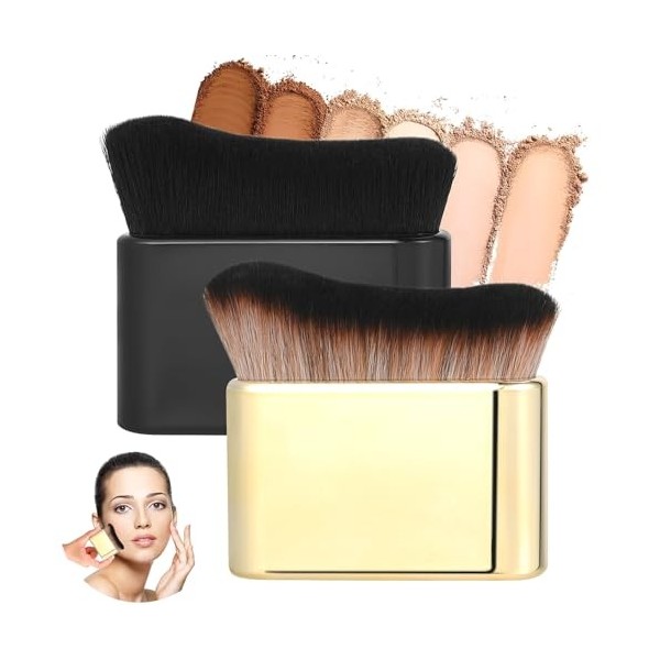 Lot de 2 pinceaux de bronzage, pinceaux de maquillage autobronzants pour le corps, Kabuki, fond de teint, pinceau de maquilla