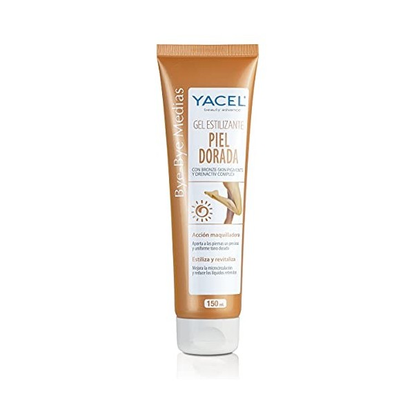 Yacel Bye Bye Bas. Gel Coiffant Peau Dorée. Autobronzant pour les jambes. Action de maquilleur. Stylise et revitalise| 150ml