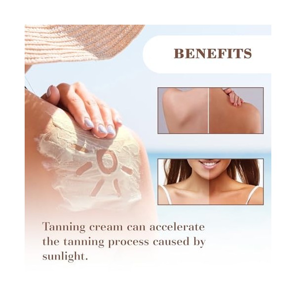 Crème Accélérateur de Bronzage, Hydratante 80 G, Teint amélioré, Longue Durée, Efficace, Sûre, 2 Pièces, Crème Autobronzante 