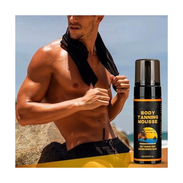 Mousse de Bronzage pour le Corps, Crème de Bronzage pour le Corps, Autobronzante, Hydratante etSoleil, Portable, pour la Mais