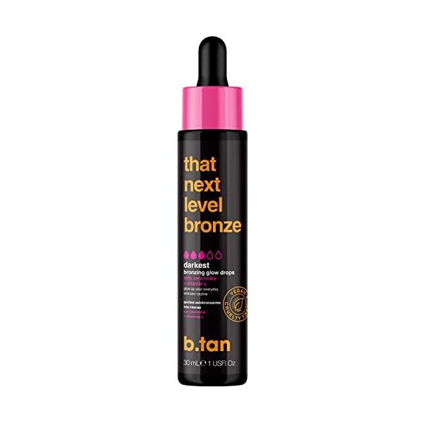 b.tan That Next Level Bronze Gouttes autobronzantes pour le visage et le corps - Intensif et affinant la peau, végétalien, ce