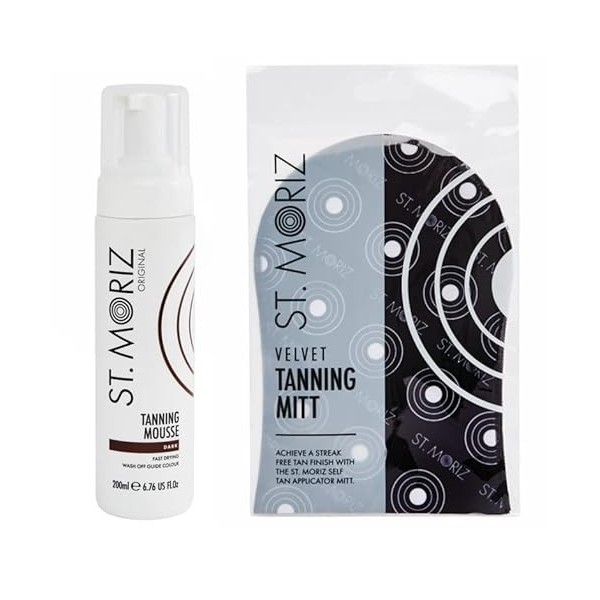 St Moriz Mousse Autobronzante Instantanée 200ml - Foncé Avec Mitaines Bronzantes St Moriz