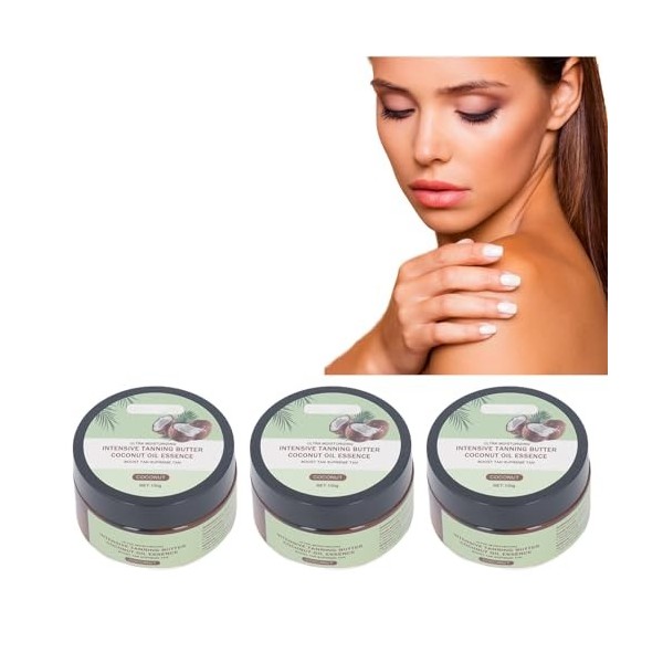 Crème de Bronzage, Peau Brune 100 G 3 Pièces Soleil Effet Longue Durée Ingrédient Végétal Crème Autobronzante pour la Plage