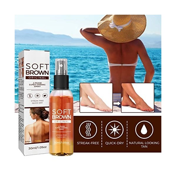 Lot De 2 Sprays Bronzants Corporels En Spray Autobronzant à Séchage Rapide Même En Bronze Pour un Bronzage Corporel Sans Effo