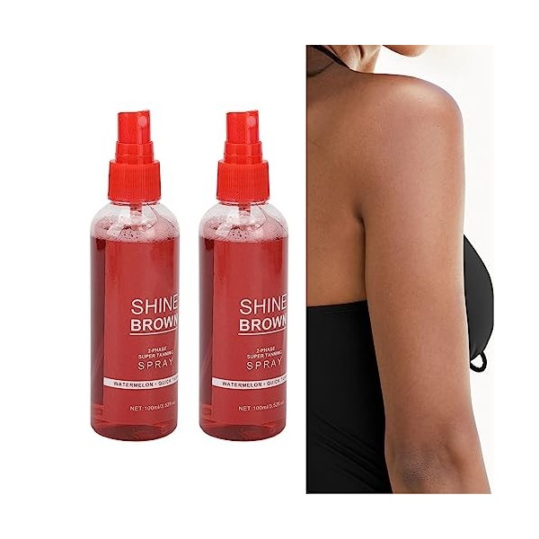 Spray Autobronzant, Rafraîchissant Doux Portable Extérieur 2pcs 100ML Spray Accélérateur de Bronzage pour la Plage pour le Do