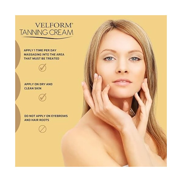 Velform Tanning Cream Crème autobronzante instantanée, avec gel à effet illuminant, avec formule extra hydratante, approuvée 