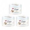 Dove Lot de 3 gommages exfoliants pour le corps Parfum macadamia et lait de riz 225 ml