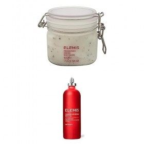ELEMIS Eclat de sel frangipanier monoï, gommage au sel adoucissant pour la peau pour exfolier + ELEMIS Huile de corps frangip