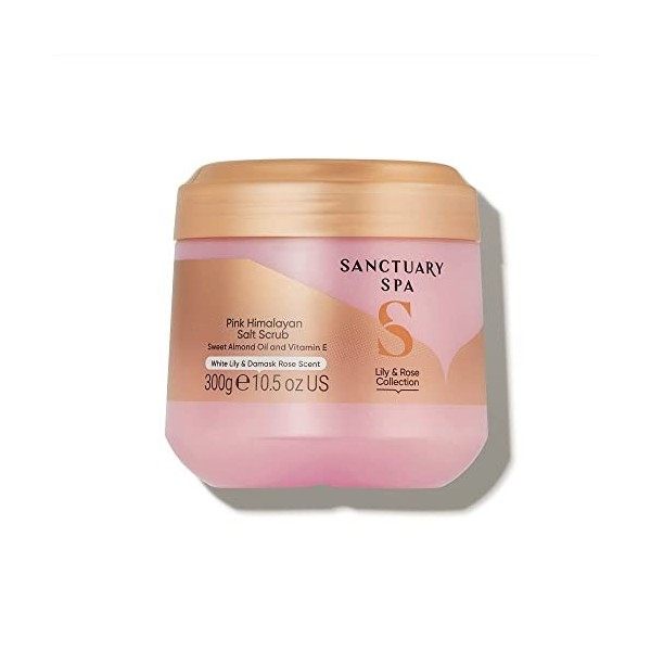 Sanctuary Spa Lily and Rose Salt Gommage pour le corps, sel rose de lHimalaya exfoliant avec vitamine E et huile damande, v