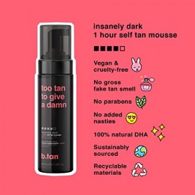 b.tan Insanely Dark Fake Tan,Trop de bronzage pour donner un autobronzant – 100 % naturel, rapide, mousse bronzante sans sole
