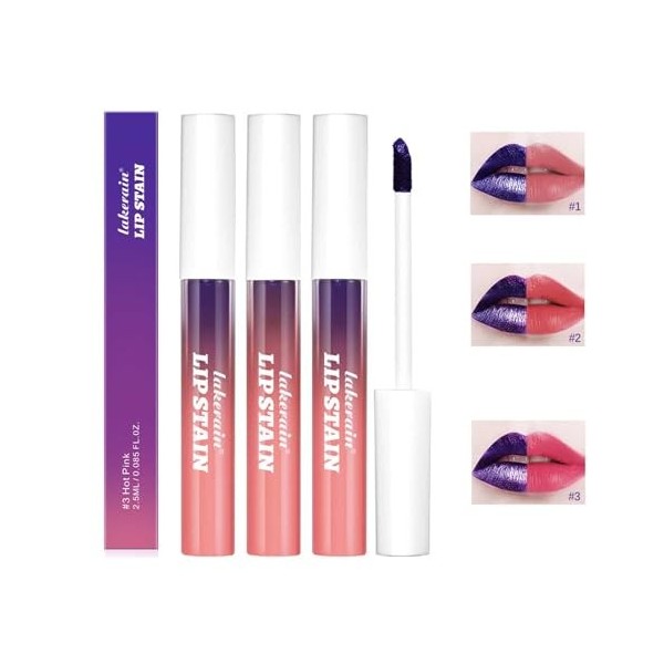 3Pcs Peel Off Lip Liner Stain,Rouge à lèvres Longue Tenue Hautement Pigmenté,Liner à lèvres résistant à leau,Liner à lèvres 