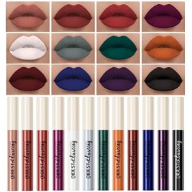 12 couleurs matte rouge à lèvres liquide ensemble velouté brillant à lèvres kit pour les lèvres imperméable à l’eau longue du
