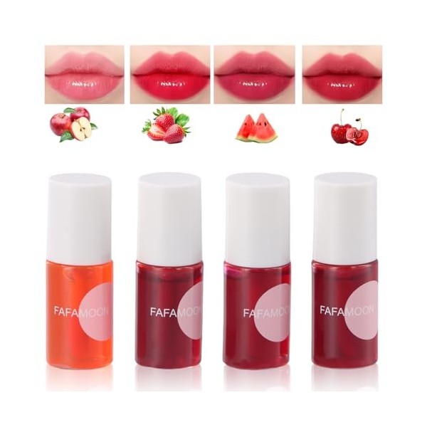 Mini Lip Tint Korean, 4 Couleurs Mini Liquide Lipstick, Rouge à Lèvres Hydratant Brillant à Lèvres Naturel, Tenue Longue Duré