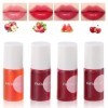 Mini Lip Tint Korean, 4 Couleurs Mini Liquide Lipstick, Rouge à Lèvres Hydratant Brillant à Lèvres Naturel, Tenue Longue Duré