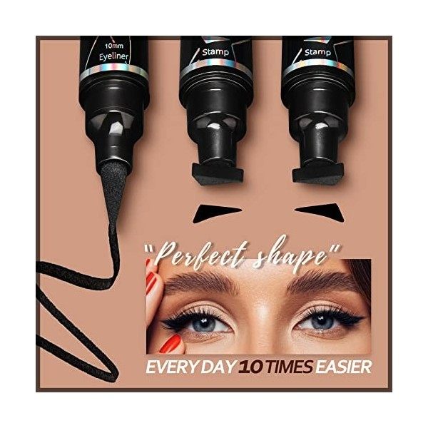 Anglicolor Eyeliner,2 pièces Tampon Eyeliner,Eye liner noir Waterproof,Modèle dEyeliner pour Débutantes,eyeliner stencil,maq