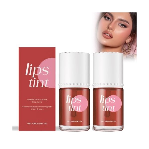 Teinture À Lèvres, Mini Rouge À Lèvres Liquide, 2 Pièces Teinture Pour Les Lèvres Et Les Joues, Long Lasting Lip Gloss, Maqui